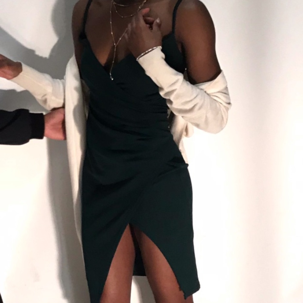 PrettyLittleThing Emerald Green Wrap Dress